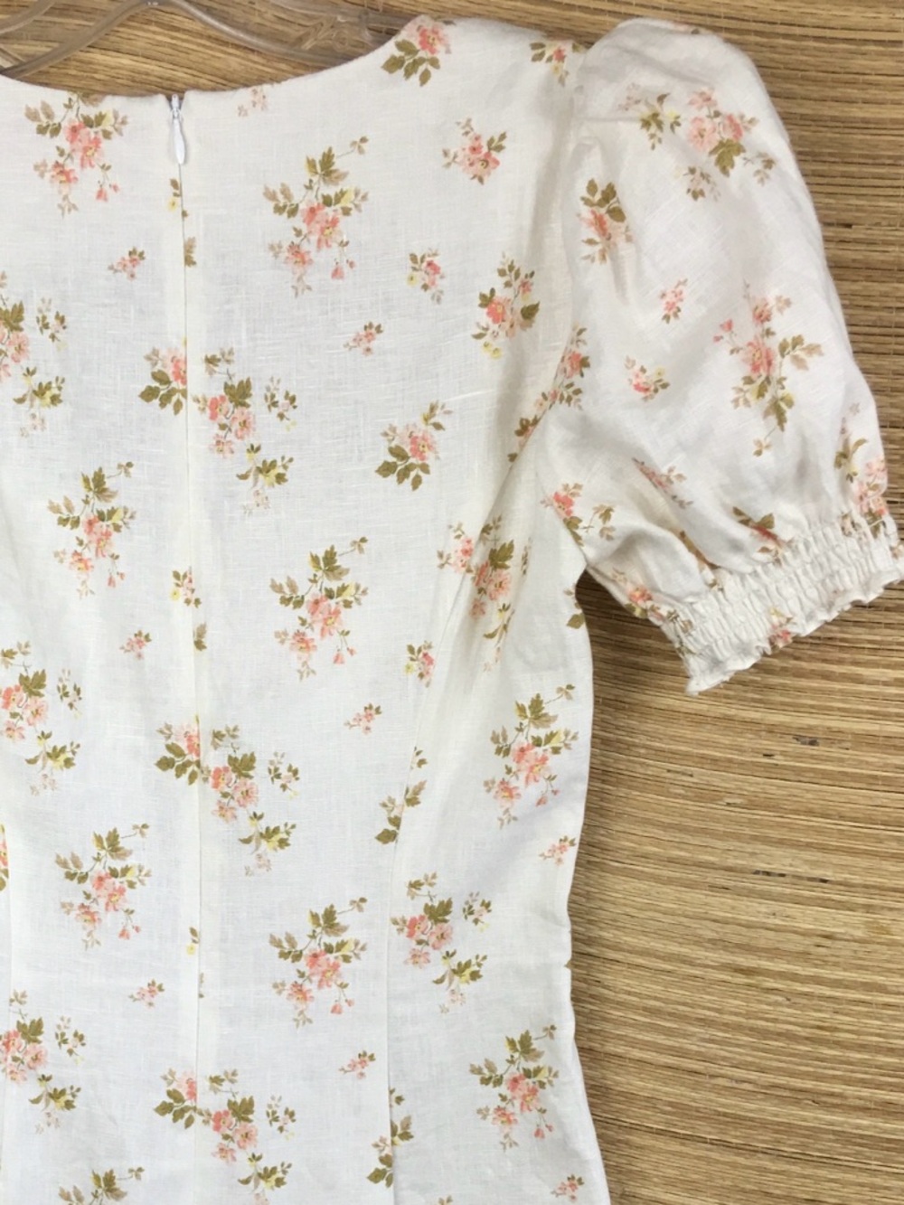 REFORMATION Gina Linen Mini Dress Mildred Floral Size 2 Cottagecore Puff Sleeve - Picture 10 of 13